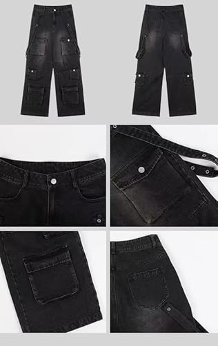 ✨y2k archive LAGUST black denim punk w78 Y2K Clothing Men Y2K Star Jeans Hip Hop Streetwear Fashion